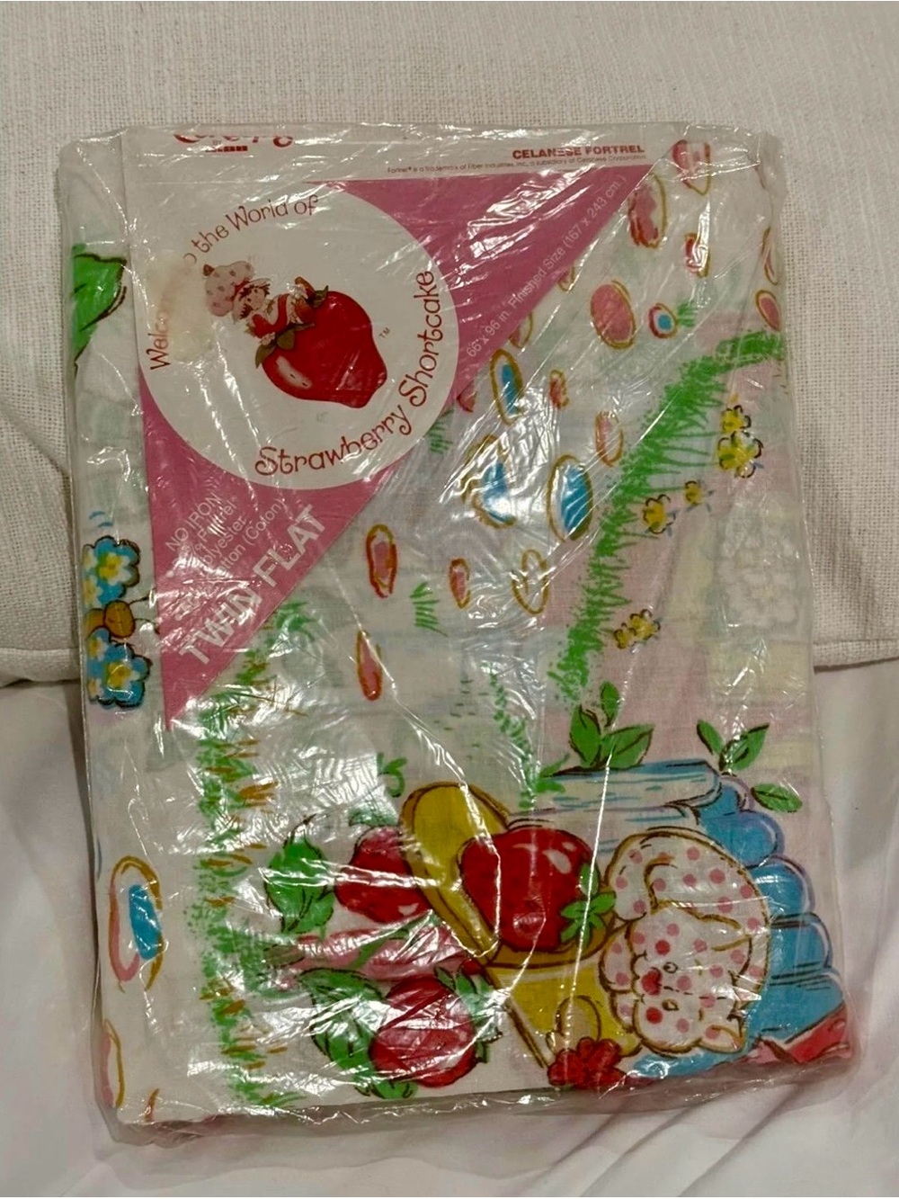 NWT Vintage 1980 Strawberry Shortcake Twin Size  Flat sheet